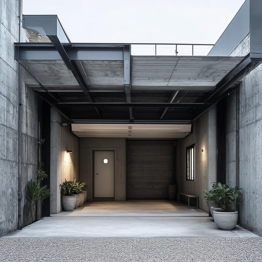 rumah minimalis dengan garasi terbuka